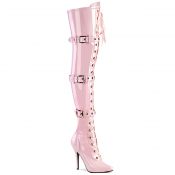 Triple Buckle Pink Thigh High Boot