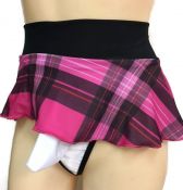 Sexy Schoolgirl Plaid Skirt Panty With Sheath Pink